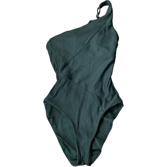 Black Cold Shoulder Ribbed One Piece Swim Suit Size XS - Picture 1 of 1